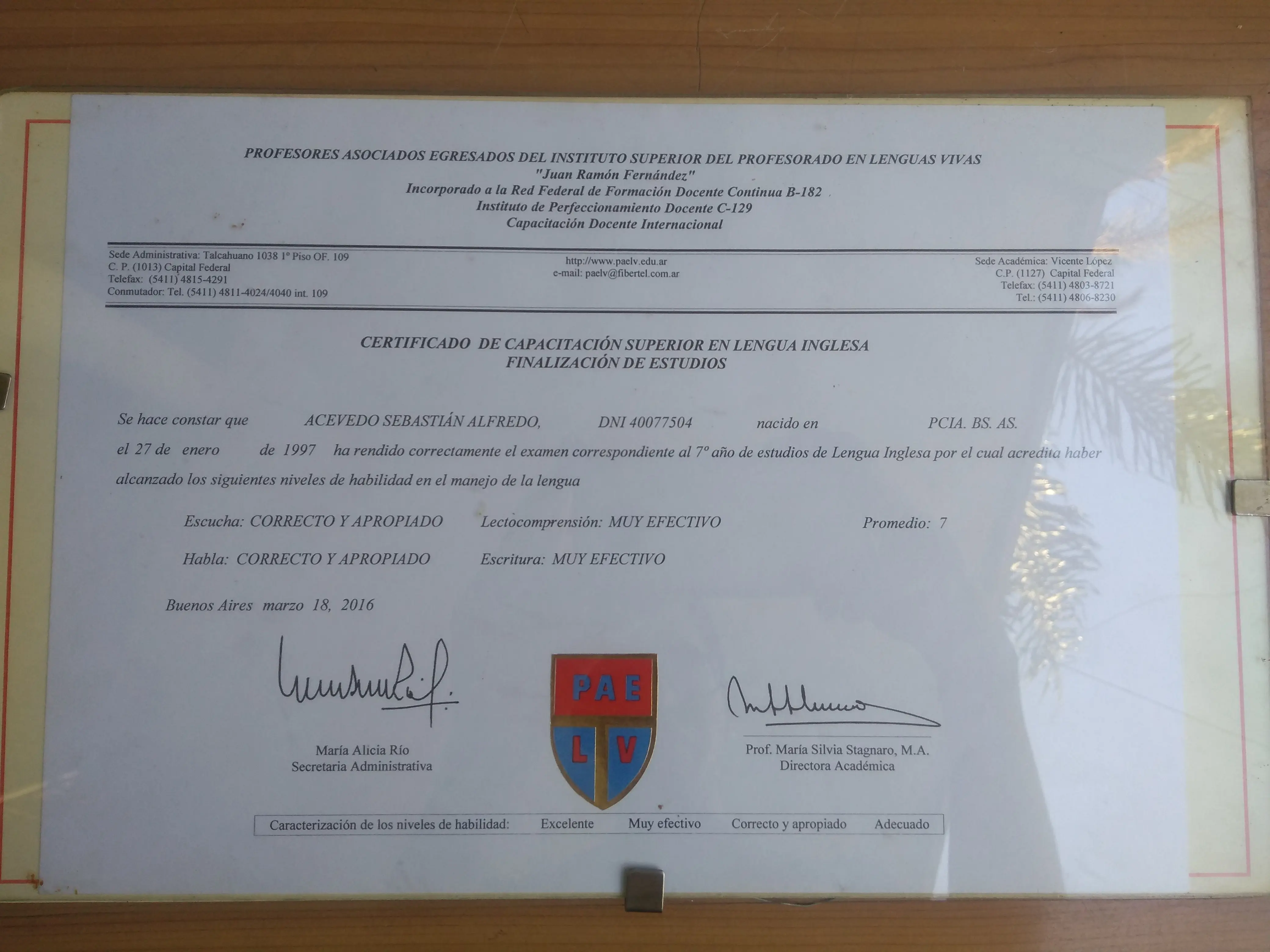 Título de inglés